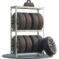 Deuba Tyre Rack Tire Rack Shelving Wheel Rim Shelf Heavy Duty Metal 180x120x40cm 795kg 8 Tires Protection Feet Wall Mounting Height Adjustable MDF Heavy Duty Shelf Plug System Galvanised Galvanized