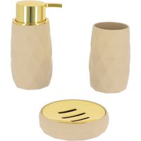 Becherset seifenspender und seifenschale abs + rubber - beige - Tendance