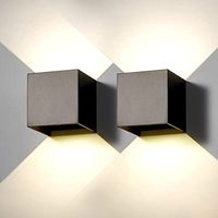 2-pack LED wall light for indoor and outdoor use, modern outdoor wall light, black, 6 W, neutral white (4000 K), IP65 waterproof, square aluminum housing, adjustable beam angle, easy installation