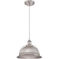 Suspension RETRO Nickel et Verre Clair 1 Ampoule