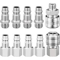Shine Home Raccord Rapide Air Comprimé Raccord Rapide Pneumatique 1/4" EU, Raccordement du Soufflette Air Comprimé/Tuyau Compresseur D'air,Embout Accessoires Compresseur D'air Européen,10 Pièces