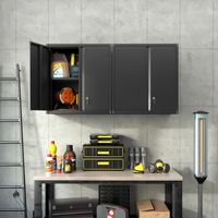 Grande armoire de rangement métallique à 2 portes et étagères réglables — Meuble de rangement en acier pour cuisine, salon, salle à manger et bureau