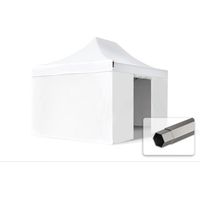 3x4,5 m Faltpavillon, PREMIUM Stahl 40mm, Seitenteile ohne Fenster, weiß