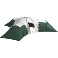 Kampeertent voor 6-9 personen, 4 kamers, luifel, waterdicht, 615 x 615 x 225 cm, groen