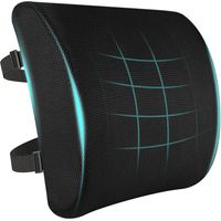 Lendenstützkissen, ergonomische Rückenstütze aus Memory-Schaum, korrigiert die Körperhaltung, für Auto, Büro, Stuhl, Sessel, waschbarer Bezug (Schwarz)