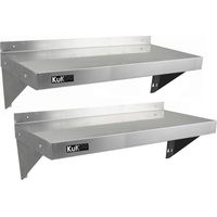 KuKoo - 2 Mensole a Muro in Acciaio Inossidabile Inox per Cucina Commerciale Mensole a Parete per Ristoranti Catering Resistente alla Corrosione 100cm x 30cm