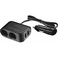 Cigarette Lighter Splitter 2 Sockets, 12V/24V Dual USB Car Charger Power Socket Adapter with 2 USB Ports Fast Charging Multi Double Twin socket Compatible with Car Camera Dash Cam GPS Phone
