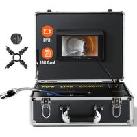 Mophorn Caméra d'égout, câble de 50 m, caméra d'inspection de tuyaux à écran de 7 pouces, étanche IP68, fonction DVR, 12 LED réglables, carte SD de 16 Go pour égouts, drains, conduits de plomberie