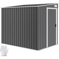 Capanno Attrezzi in Metallo 1.5x2m con Base, Porta Scorrevole e Tetto Inclinato, Grigio Scuro