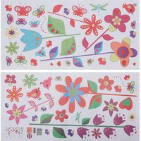 Walplus Colorful Flowers And Butterflies - Adesivi per Parete, Motivo Fiori e Farfalle