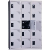 PROVOST - Vestiaire multicases monobloc 3 colonnes - 5 cases par colonne en acier gris