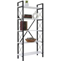 Dmora - Libreria Martone, Scaffale da ufficio, Mobile portalibri, Biblioteca, 90x34 h180 cm, Bianco e Nero