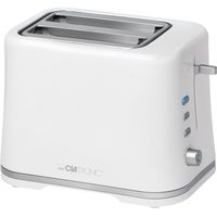 Clatronic TA 3554 Tostadora Pan, 2 Rebanadas, Regulador Nivel Tostado, 3Funciones, Calienta Panecillos, Recogemigas 870W Blanco