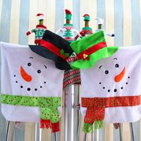 Aiperq 2 Pack Christmas Chair Back Covers for Couples Christmas Snowman Dining Chair Back Covers Protective Covers for Christmas Holiday Parties