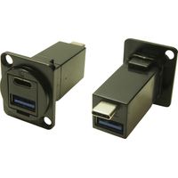 USBC F-M + USB3.0 A-A Metallrahmen schwarz, Senkkopfbohrungen CP30235MB Cliff Inhalt: 1 St.