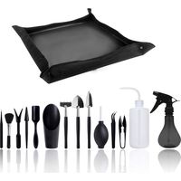 Gartengeräte-Set, Mini-Gartengeräte-Set für drinnen, Komplettes Set, Geeignet für Zimmerpflanzen und Topfpflanzen, 15-teilig mit Unterlage