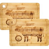 2x Massives Schneidebrett mit Saftrille 33x23 - 2cm Bambus Holzbrett - Ruschfest