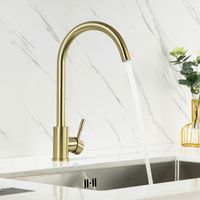 Hochdruck Küchenarmatur Gold 360° Drehbar, Hochdruck Wasserhahn Küche aus Edelstahl SUS304, Spültischarmatur Einhebelmischer mit Hoher Auslauf, U-Form