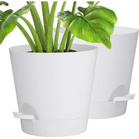 Pots à Plantes,Pot de Fleurs,2 PcsPot de Plantes en Plastique, 8 inch Plastique Auto-Arrosant Pot à Fleurs Décoratif Moderne pour Plantes d'Intérieur Et d'Extérieur, Fleur