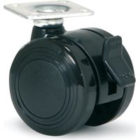 Roulette de meuble freinée - MESO - PU double souple - 50mm - Platine 38x38mm
