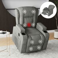 Poltrona alzapersona elettrica - Poltrona massaggiante con 8 punti di massaggio e riscaldamento lombare - Porta USB - Tessuto effetto lamina oro - Grigio
