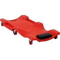 DURHAND KFZ Rollbrett Werkstattliege Auto Montageliege Montagerollbrett mit 6 beweglichen Rollen, gepolsterter Kopfstütze, Tragkraft 120 kg, Rot