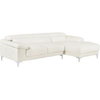 Canapé d'angle en cuir SOLANGE - Blanc - Angle droit