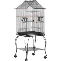 Yaheetech – Cage à oiseaux volière 59 x 59 x 145 cm – Fer peint résistant à la corrosion – 2 perchoirs bois – Plateau coulissant pour nettoyage facile