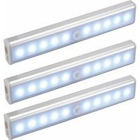Juego de 3 10 luces LED, inalámbricas, recargables por USB, magnéticas, sensor de movimiento, portátiles. Luz para armario, luz de emergencia portátil, luz nocturna infantil, luz auxiliar