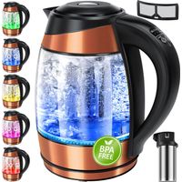 KESSER® Bollitore da 1,8L in acciaio inox 2200W Funzione scaldavivande in vetro Rame