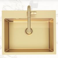 Swiss Aqua Technologies Aurum Küchen-Einbauspüle Edelstahl 304, 1 Becken , 55x45x21 cm, Gold gebürstet PVD