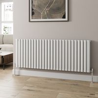 600x1560mm Designer Radiator Horizontal White Oval Tube Column Rads Double Panel