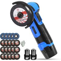 500W 12V Mini meuleuse d'angle sans fil Polisseuse avec 2 batteries, 5pc lame à lamelles et 15pc disques de ponçage