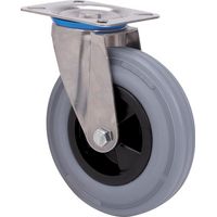 rueda giratora placa inox.10zvi160-psr poliamix-goma gris eje rodillos