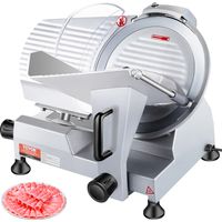 VEVOR Cortadora Electrica Comercial 240 W Cortadora de Jamón Hoja de 250 mm 350-400 rpm Cortadora de Embutidos en Acero Inoxidable y Aluminio para Cortar Carne Queso Verduras Fruta