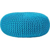 HOMESCAPES Großer Strickpouf 100% Baumwolle, türkis