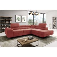 Aston Jumbo Cord Right Hand Facing Corner Sofa Bed with Storage and Lift Mechanism - Salmon