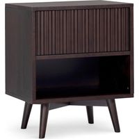 Teamson Home Tremolo Bedside Table with Drawer, Open Shelf and Contemporary Bedroom Storage Furniture, Black Finish