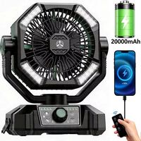 Ventilateur camping vert – 4 lanternes LED – 8 vitesses – Minuterie – Batterie 20000 mAh – Portable extérieur / pêche / bureau