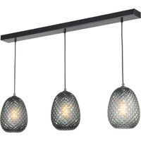 Lampe suspendue noire Pineapple 3 lumières avec verre fumé - 2291-05-05-100-3