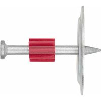Index – Clous rainurés avec rondelle métallique 36 mm – Pour cloueur à poudre – Revêtement zingué – Utilisation sur béton armé