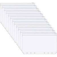 12 Pochettes A6 PVC Transparentes à Anneaux pour Classeur, Pochette Zippée Économique Argentée