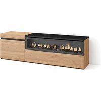 Skraut Home - Mobile TV Soggiorno, Ampio spazio a disposizione, 150x45x35cm, Per TV fino a 65", Camino elettrico, Stile moderno, Rovere e nero
