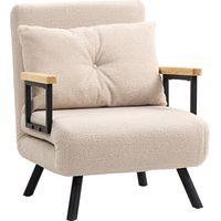 Sofá Cama Individual Plegable Sofá Cama Convertible 4 en 1 Respaldo Ajustable de 5 Niveles y Almohada 63x73x81 cm Beige