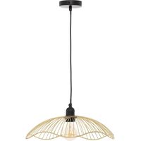 Atmosphera – Suspension dorée 34 cm – Canopée en métal filaire – Ajustable en hauteur – Culot E27 pour ampoule à filament – Pour petits espaces