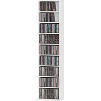 Scaffale Porta CD 6 Ripiani Regolabili 260 CD/120 DVD Bianco 33x24x140 cm