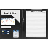 A4 PU Leather Briefcase Briefcase with Paper and Pen, A4 Clipboard with Clip for Holding Documents, Document Storage for School, Office