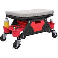 Werkstatthocker mit Rollen Ablagefläche 35cm hoch Rollhocker bis 135 kg belastbar Grau