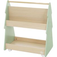 Joyz Estantería Infantil con Balda Abierta 60x38x70,5 cm Madera Diseño Abeto Verde-Naturaleza con 3 Baldas y 4 Ruedas Práctica y Decorativa Estantería de Almacenaje para Habitación de Niños