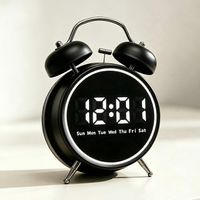 Horloge électronique de haute qualité pour collégiens, montre de bureau Bluetooth, affichage LED grand volume, fonction réveil R2738, boîtier blanc, rétroéclairage blanc.
